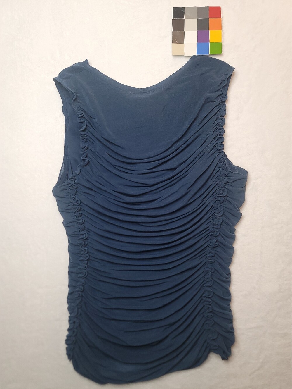 NWT Kobi Halperin Sariyah Shirred Sleeveless Top Sz Lrg Faded Lapis Ruched Top - Picture 3 of 15